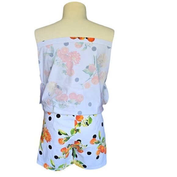 Zac & Rachel Orange Print Polka dot White Skort. size 10 - Picture 5 of 8